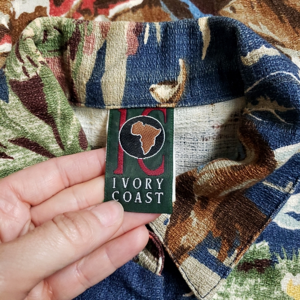 Vintage Mens Barkcloth Western Cowboy Horse Button Front Printed Shirt - Picture 10 of 11